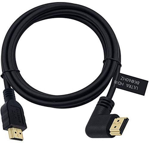 Poyiccot 8K HDMI 2.1 Cable 6ft /1.8m, 90 Degree Left Angle HDMI Male to Male Cord, Ultra High Speed 8K@60Hz Resolution &48Gbps Bandwith Compatible for 3D HDRTV/Xbox /PS4 /PS5(M/M Left)