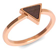 Kerbholz Holzschmuck – Geometrics Collection Triangle Ring, Damen Schmuck Ring, filigraner Ring mit dreieckigen Element aus Naturholz (Roségold, M)