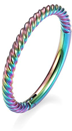 hengkaixuan 316L Surgical Steel Clicker Segment Nahtloser Septum Conch Turmring 16G Nasenringe Reifen Regenbogenknorpel Helix Daith Tragus 10mm Creolen Ohrläppchen Piercing Schmuck
