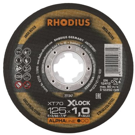 RHODIUS ALPHAline XT70 X-LOCK Extradünne Trennscheibe 125 x 1,0 x 22,23 mm 25 Stk