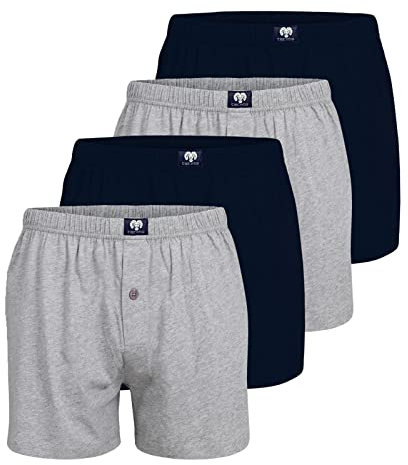Ceceba Herren Boxershorts mit Eingriff (DE/NL/SE/PL, Alphanumerisch, 3XL, Regular, Regular, 2 x Navy / 2 x grau Melange)