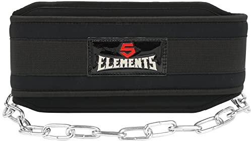 5 ELEMENTS Dipping Pull Up Gürtel für Männer & Frauen - Gewichtheben Training Gym Bodybuilding - Schwarz - Neopren und Nylon - One Size