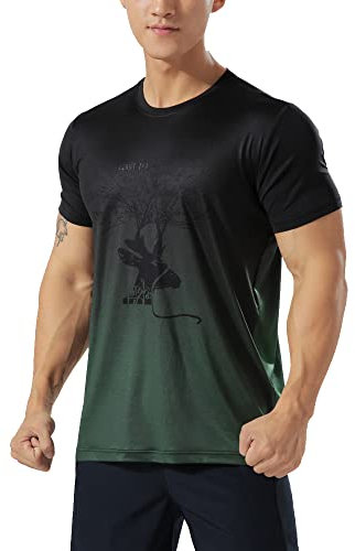 Herren Sportlich Trainieren T-Shirt Atmungsaktive Bequeme Muskellaufhemden Ausbildung Schnelltrocknend Fitnessstudio Aktive Kleidung Farbverlauf Grün S
