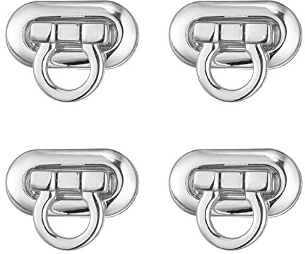 sourcing map Turn Lock Clasp, 30mm x 15mm Zinc Alloy Purse Closure Twist Buckle for DIY Handbag Wallet Crafts Making 4Pcs(Silver Tone)