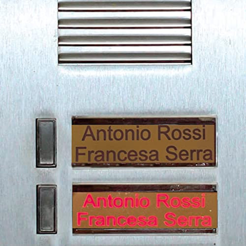 Targhetta per citofono personalizzabile in laminato plastico retro illuminabile targa color oro e rosso 1,5 x 5,5 cm