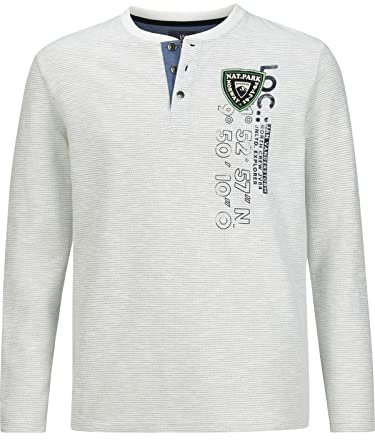Jan Vanderstorm Herren Sweatshirt Reginald | Serafino-Ausschnitt Mit Knöpfen | Reine Baumwolle | Große Größen L-7xl wollweiß, 6XL (XXXXXXL) - 76/78