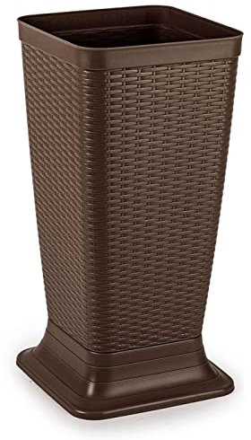 Tradineur Rattan Porte-parapluie carré en plastique, pour entrée de bureau, bureau, maison, 51,5 x 26 x 26 cm, couleur wengé