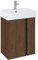 VBChome Badmöbel Set 50 cm Weiß Waschbecken mit Nuss Hängeschrank Waschtisch 2-Türen Soft-Close Seitengriff Modern Elegant