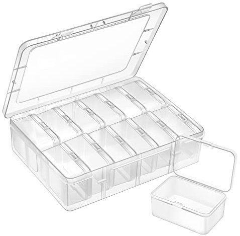 Gbivbe Small Clear Plastic Storage Containers Box with Lids, 26 Pcs Beads Storage Organizer Containers Box for Earplug, DIY Art Craft, Jewellery and More Small Items