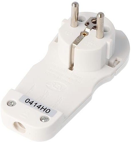 Conector plano Schuko extraplano blanco Schuko acodado con salida de 8 mm