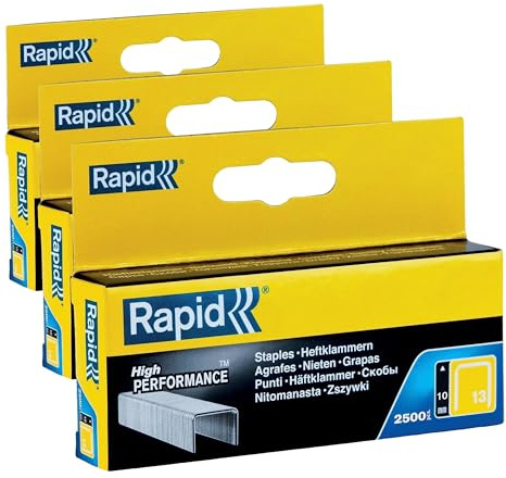 Rapid High-Performance Staples for Textiles, Finewire No. 13, Leg Length 6mm, Staple Gun Staples, Galvanised Steel, 2500 Pieces, Boxed (11830725) (Pack of 3)