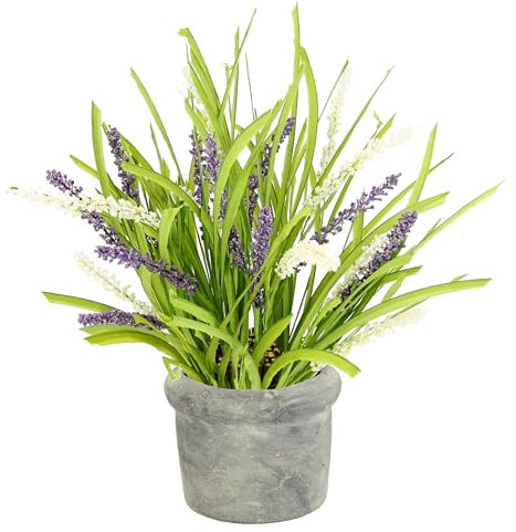 Künstlicher Lavendelbund im Topf Lavendel Kunstblume Kunstpflanze Pflanze Deko Küche unechte Balkonpflanze Garten Party Hochzeit Tischdeko Lavendelblüte Zweige Blume Plastikblume Lilia Violett