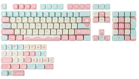 KiiBoom Ice Cream Dream MOA Profile Keycaps Set, 136 Keys PBT Custom Keycaps for ANSI Layout, MX Switches Gaming Mechanical Keyboard