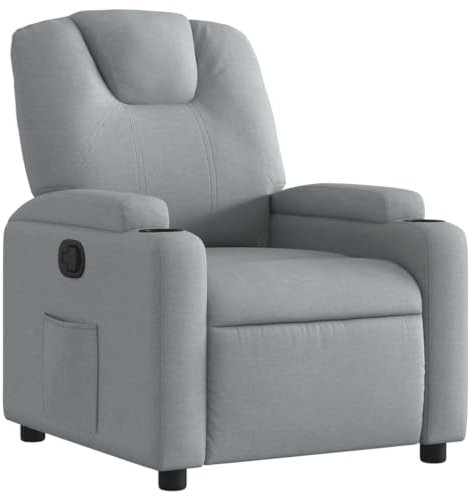 vidaXL Fauteuil Inclinable, Chaise de Relaxation avec Dossier, Siège avec Accoudoirs Rembourrés Salle de Séjour, Moderne, Gris Clair Tissu