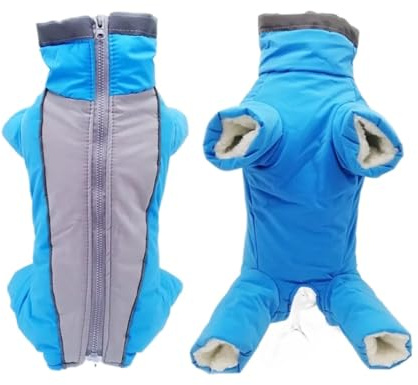 Winter-Overall for Hunde, warme und wasserdichte Haustier-Overall-Hose, männlich/weiblich, reflektierende Kleidung for kleine Hunde, Welpen-Daunenjacke (Color : Girl Blue, Size : XL 16)