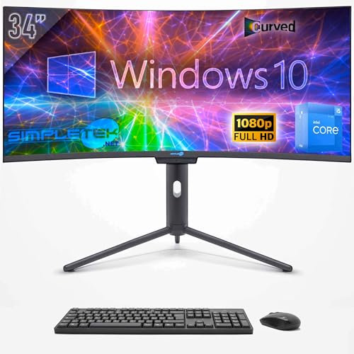 SIMPLETEK - PC All in one 34 Curvo FHD | i5 12° Gen | Windows 10 Pro | 16GB RAM | 240GB SSD | Webcam Integrata 5MP | WiFi6 e BT 5.2