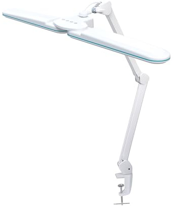 Neatfi Elite HD XL LED-Schreibtischlampe | 3 Lichtmodi | Stufenlos dimmbar | Augenschonende Schreibtischleuchte für Homeoffice, Technisches Zeichnen, Kosmetikstudio und Werkbank (Blauer Ring, 45 CM)