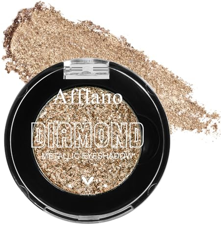 Afflano Bronze Glitter Eyeshadow Hoch Pigmentiert, Farbintensive Nude-Braune Lidschatten Palette Glitter Einzeln, Neutraler, Metallisch Schimmernder Glitzer Lidschatten Für Den Täglichen Gebrauch, 4H