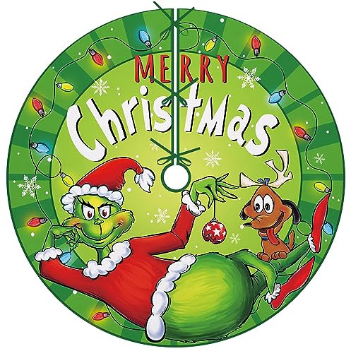 Fzbali Frohe Weihnachtsbaum-Rock, 183 cm, Schnürung, max. Hund, Schneeflocken, Grün, Weihnachtsbaumrock, lustige Feiertagsparty, Innendekoration, Heimdekoration