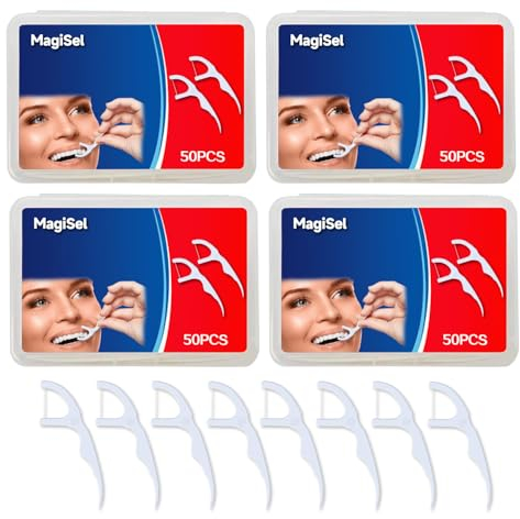 Filo interdentale Stick, Filo Interdentale Forcella,Forcelle Interdentali,Filo Interdentale Forcella,Sapore di Menta,Pulizia dei Denti,Mantiene La Bocca Fresca, per Tutta Famiglia, 200 Pezzi