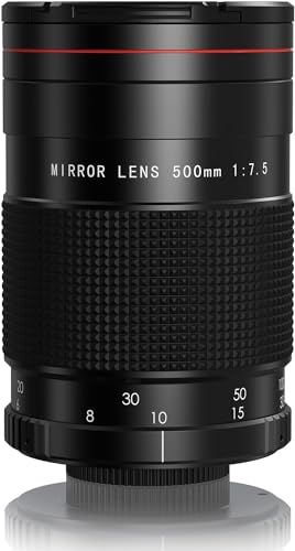 Lightdow 500 mm f/7,5 Obiettivo a Specchio - Messa a Fuoco Manuale (MF) Teleobiettivo a Specchio per Nikon D850 D810 D780 D750 D500 D7500 D7200 D5600 D5500 D3500 D3400 Serie-D DSLR