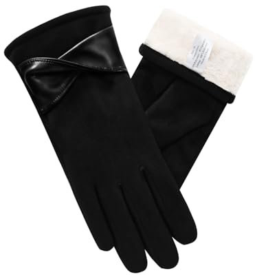 vislivin Winter Warm Handschuhe Damen Touchscreen Handschuhe Wildleder Winterhandschuhe mit Gefütterten Gloves Schwarz L