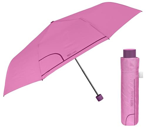 PERLETTI Paraguas Plegable Mujer Antiviento - Paraguas Compacto Resistente Manual - Paraguas Mini Pequeño Ligero de Bolso - Sombrilla Lluvia Portátil - Diámetro 97 cm (Rosa Pastel)