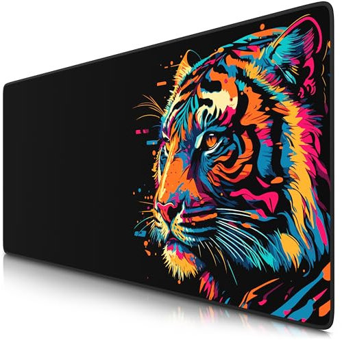 TITANWOLF - XXL Speed Gaming Mauspad 900 x 400mm - XXL Mousepad - Tischunterlage Large Size - verbessert Präzision und Geschwindigkeit - Colour Tiger 2