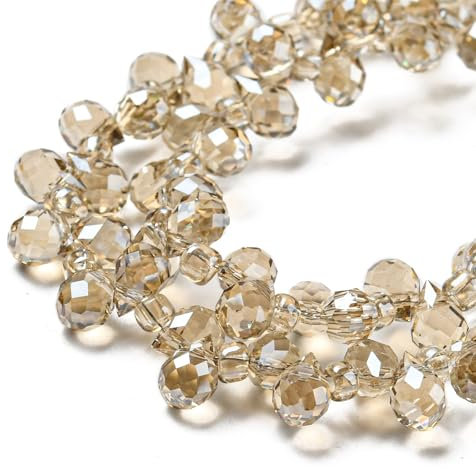 Hobbspring Aprox. 108 perlas y cristal galvanizadas, perlas y cuentas facetadas transparentes de 5 x 6 mm para hacer joyas