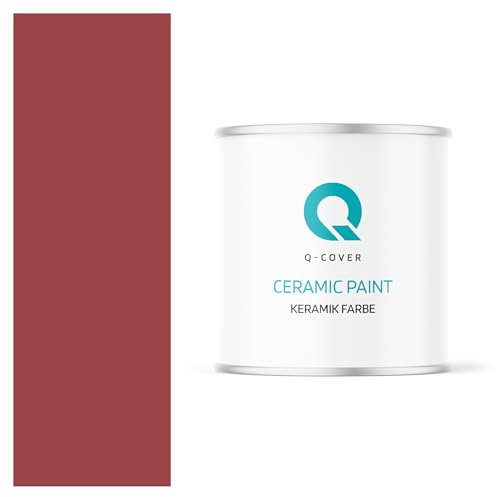 Q-COVER Keramik Farbe 2L (ca.14m²) Dunkelrot Wandfarbe Innenfarbe Abwaschbar Klasse 1 Mattfarbe Deckenfarbe Scheuerfest Küche Bad Treppen Ceramic Hohe Deckkfraft