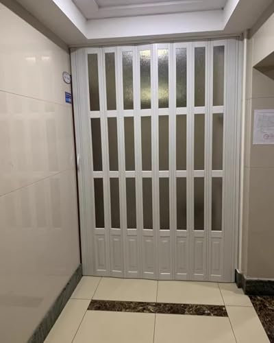 Porte Accordéon Interieur Porte Accordéon Pliante en Pvc avec Poignée, Porte de Séparation de Pièce Coulissante pour Cuisine, Grange, Placard, Couloir, Kit de Porte Accordéon Plissée(56x80in (142x203c