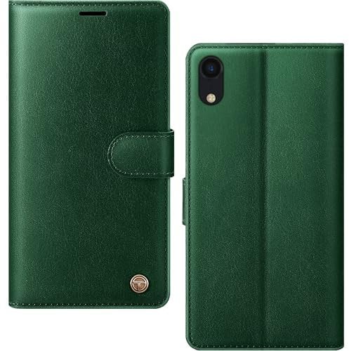 AIMOYU for iPhone XR Case, Flip Wallet Leather Phone Case with [4 Card Slots] [Kickstand] [RFID Blocking] Magnetic Protective Shockproof Cover for iPhone XR Phone Case - Green