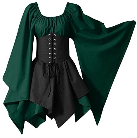 Generisch Damen Mittelalter Kleid, Traditionelles Irisches Kleid Kostüm für Damen, Gothic Kleid DamenHalloween Kostüm