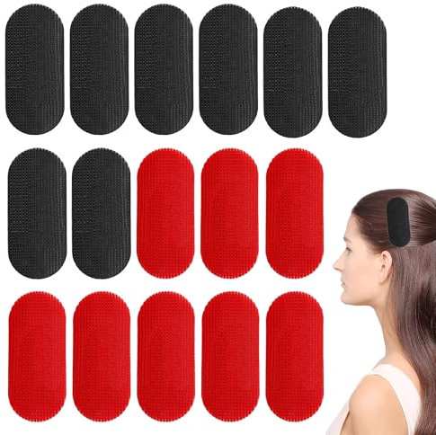16 Stück Haarhalter Haar Fransen Aufkleber Hair Grippers Barber Pads Rutschfest Hair Grip Haarspangen Haarschneide Haarteiler Friseurumhang für Damen und Herren Haarhalter (Schwarz Rot)