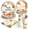 PARTY GO 96 platos de papel para cena y postre, platos desechables amarillos de construcción, paquete de suministros para fiestas temáticas