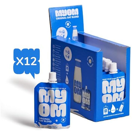 MYOM - Oat Drink - Makes 6 Litres - Vegan Plant Based Oat Drink with Vitamin D3, Vitamin B12 and Iodine - Low Sugar - Dairy Free Plant-Based Milk - Multipack 12 x 65g (12 x 500ml)