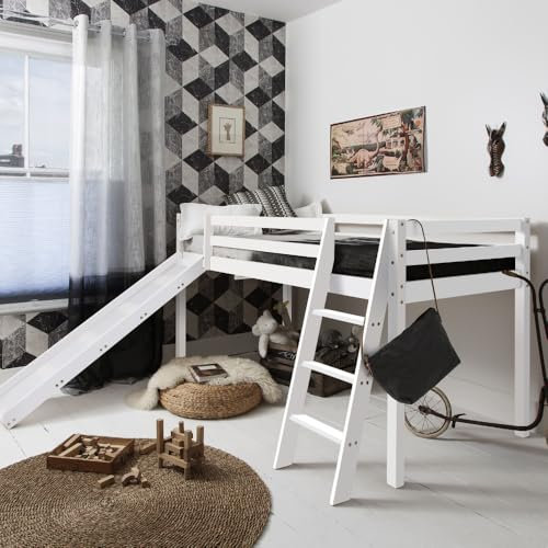 Noa and Nani Moro Cabin Bed Midsleeper with Slide in Classic White