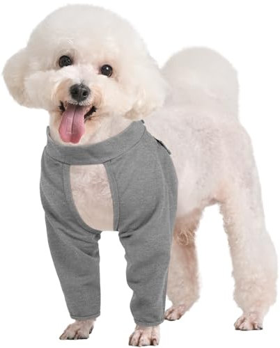 Kuoser Hundebody Nach OP für Vorderbeine, Ellenbogenbandage Hund Verstellbarer Hunde Nach Operationen Leckschutz (Grau, XS)