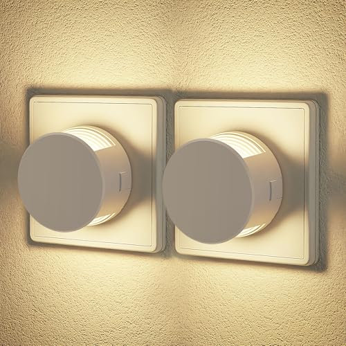 JandCase Nachtlicht Steckdose mit Dämmerungssensor, 2 Stück, Steckdosenlicht Dimmbar 3 Helligkeitsstufen, 3000K Warmweiß, LED Nachtlicht für Kinderzimmer, Schlafzimmer, Küche, Flur