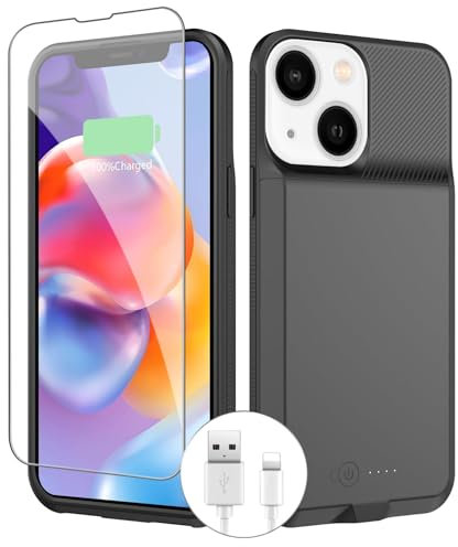 BOPPS Battery Case for iPhone 13/13 Pro/14/14 Pro,Upgrated Slim 7000mAh Charging Portable Rechargeable Charger Case Cover for iPhone 13,13 pro,14 pro,14 Charging Cases 6.1inch-Black
