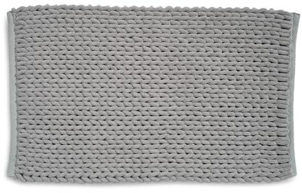kela Badematte rutschfest 50 x 80 x 2 cm Marie, Badezimmerteppich grau, waschbar, recyceltes Polyester & Baumwolle, Badvorleger in Strickstruktur