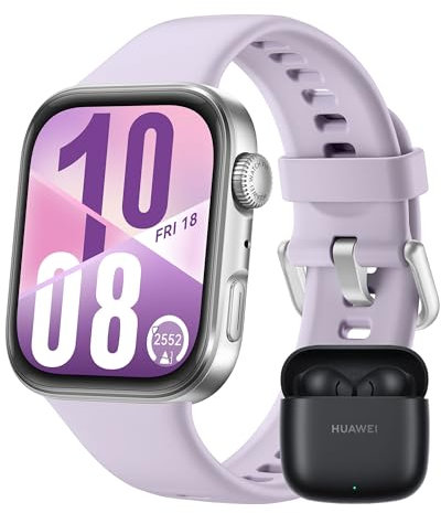 HUAWEI Watch FIT 4 Montre connectée,+ Freebuds SE 2 Noir, 100+ Modes d'entraînement, Ultra-Fine, Tracker d'activité, iOS et Android, GPS, Bluetooth Calls, Garantie prolongée de 6 Mois, Violet