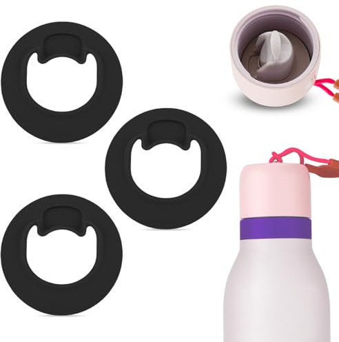 3pcs Water Bottle Stopper Replacement for Owala FreeSip Twist 18oz 24oz, BPA Free Siliocne Seal Gasket Top Lid Accessories for Owala FreeSip Twist Series (Black)