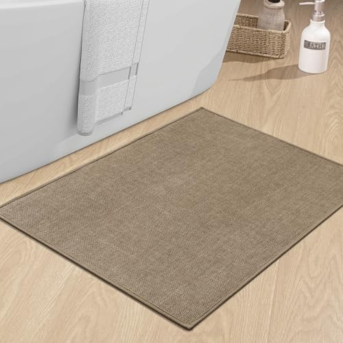 chakme Badezimmerteppich 60 x 90cm rutschfeste Badematte mit Gummi Rückseite Badteppich rutschfest waschbar Badvorleger Bad Teppich Badezimmer Duschvorleger Braun