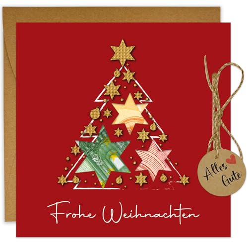 JOYEASE Geldgeschenke Weihnachten mit Umschlag, Weihnachtskarte Geldgeschenk im Weihnachtsbaum-Design, Gutschein Geld zu Weihnachten verschenken, Kreative Geschenkidee für Familie & Freunde