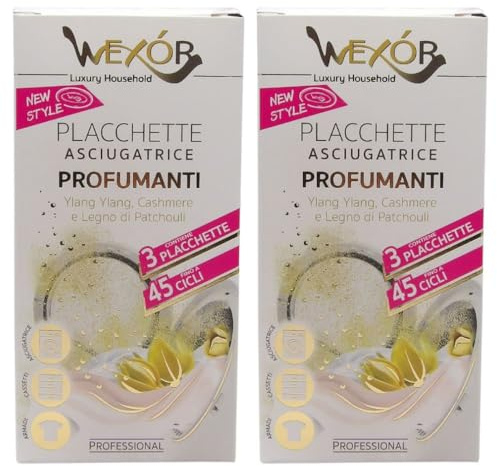 Confezione da 3 Placchette Asciugatrice Profumanti, Ylang Ylang, Cashmere e Legno di Patchouli (2 Confezioni)