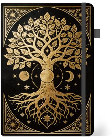 ANATTASOUL Baum und Sonne Mond Notizbuch für Journal | 14.5x21x1.9cm Notebook Liniert A5 Tagebuch mit 320 Seiten für Schule, Arbeit und Zeichnen, tolles Geschenkbuch