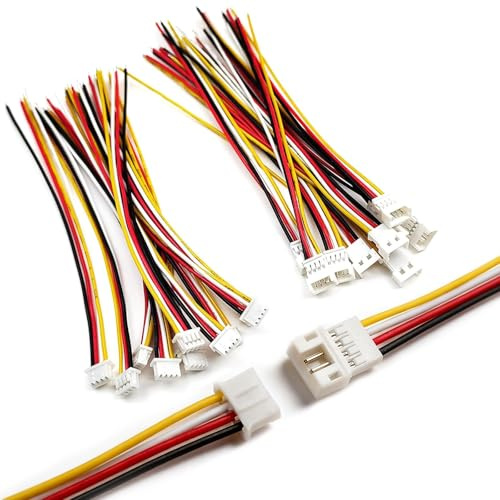 10 Pairs JST 1.25mm 4 Pin Micro Connector Plug Cable Set, 100mm 26AWG