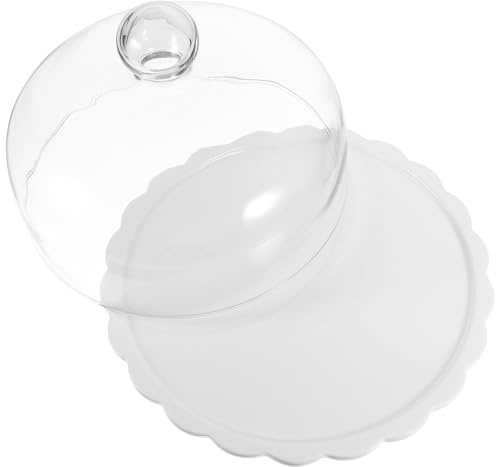 RUNROTOO Alzata Trasparente Copertura per Ceramica Torte con in Vetro | Piatto Rotondo per Dessert, Design Delicato in Stile Nordico, Adatto a Cucina e Matrimoni