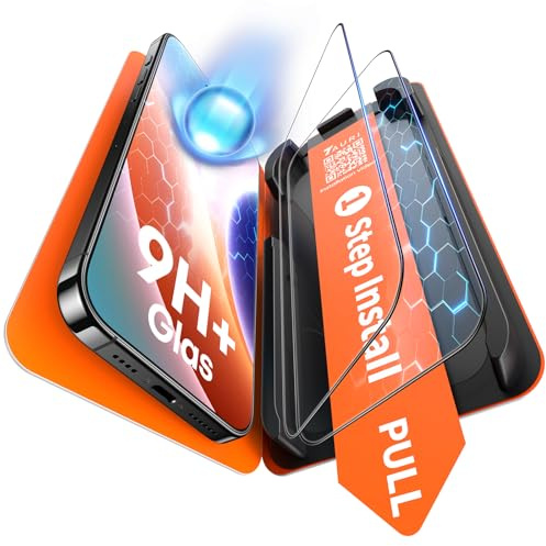TAURI für iPhone 15 Panzerglas 6,1 Zoll - 2 Stück | mit Staubfreier 1-Schritt-Installation, 9H Glas Displayschutz, Full Screen Blasenfreie-Schutzfolie, Kompatibel mit Hülle